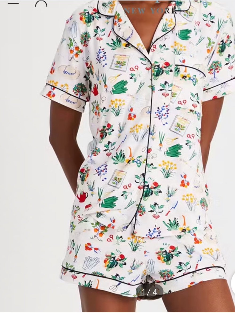 Kate Spade New York Gardening Icons 2 Piece Stretch Knit Shorty Pajama Set XL